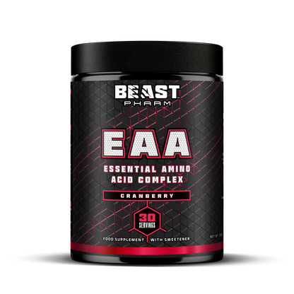 Beast Pharm EAA supplement container on a white background