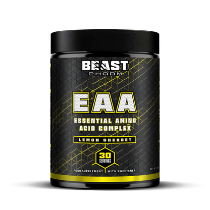 Beast Pharm EAA supplement container on a white background