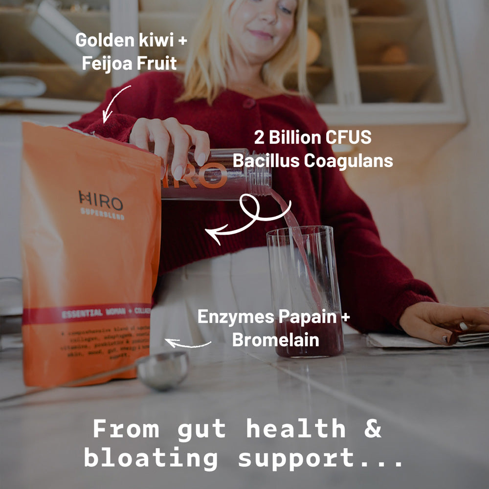 HIRO Essential Woman + Collagen Powder – person preparing the powder drink