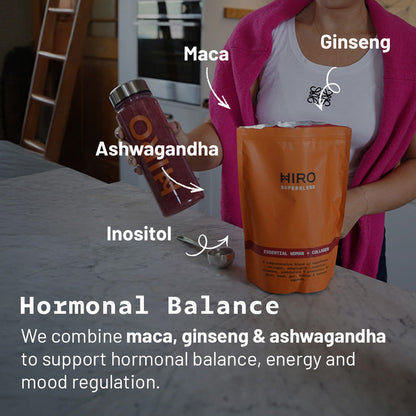 HIRO Essential Woman + Collagen Powder – botanical ingredients and pouch