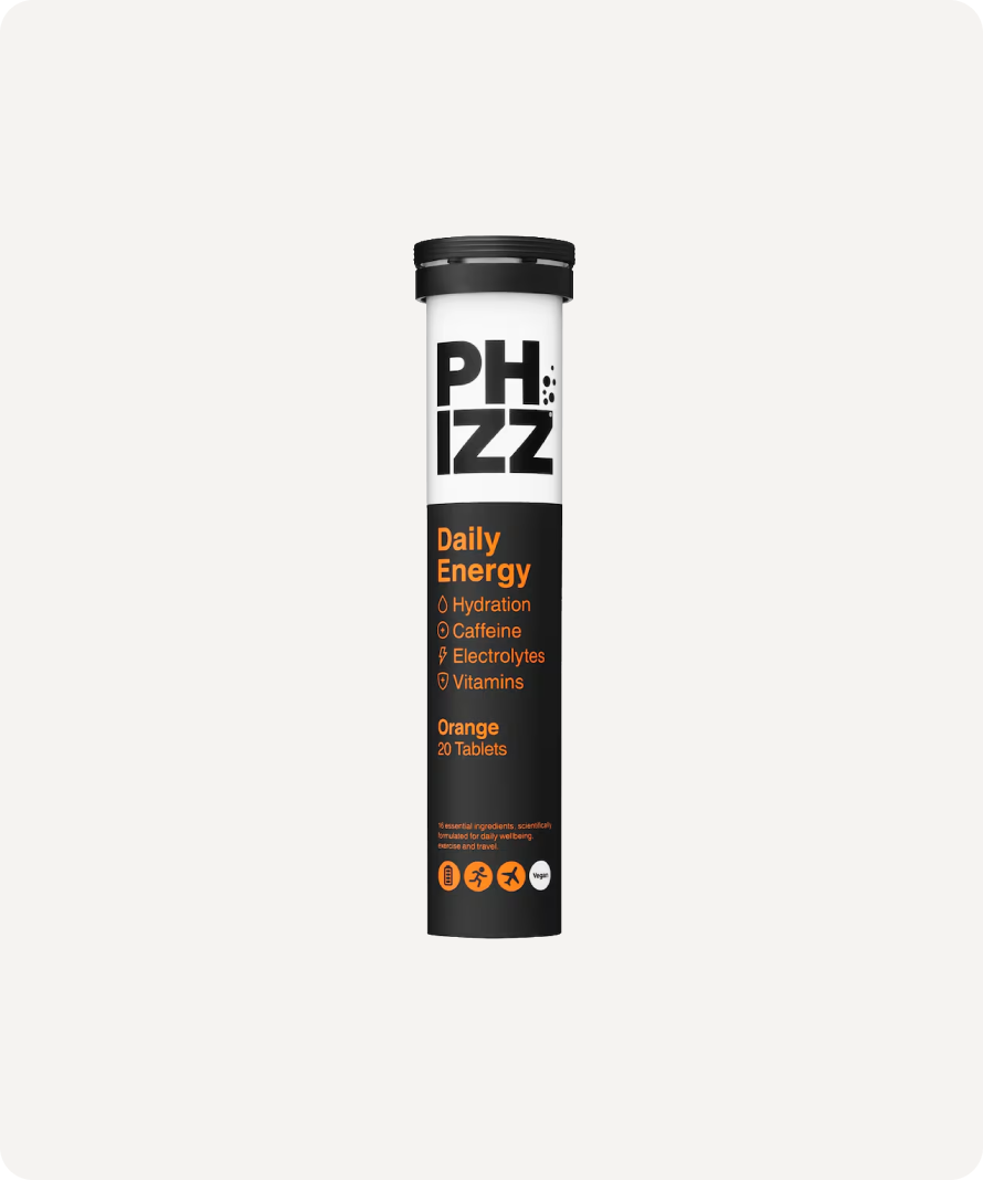 Phizz Daily Energy Caffeine Orange – 20 Tablets – product packaging