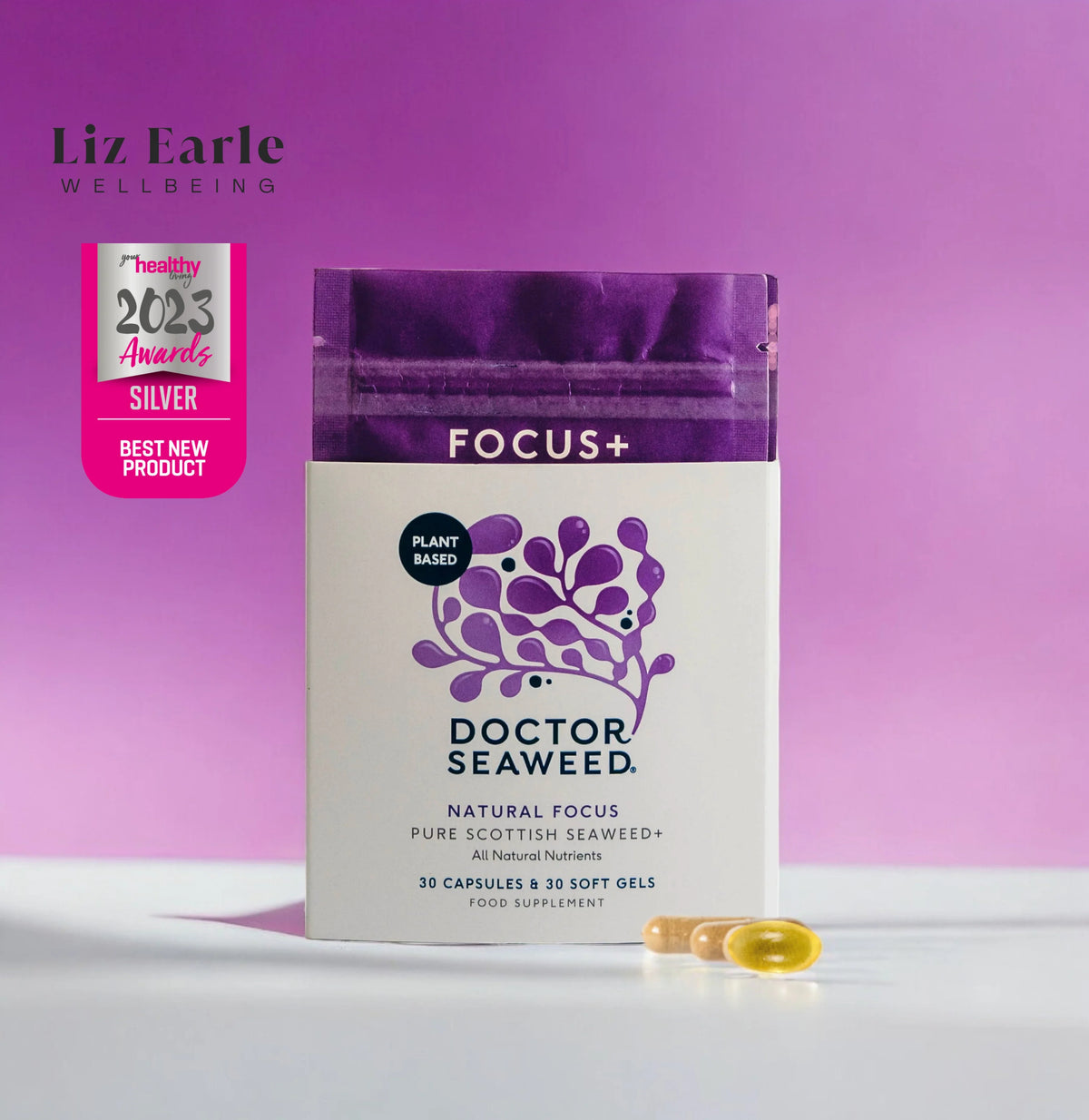 Doctor Seaweed Focus+ 60-capsule focus and energy supplement pouch