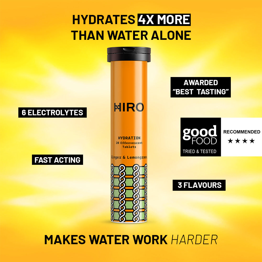 HIRO Hydration Ginger & Lemongrass – Triple Pack – tablet tube and brand information