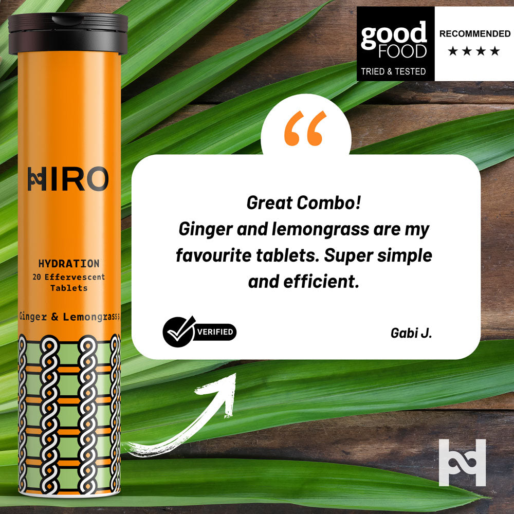 HIRO Hydration Ginger & Lemongrass – Triple Pack – ginger flavour review graphic