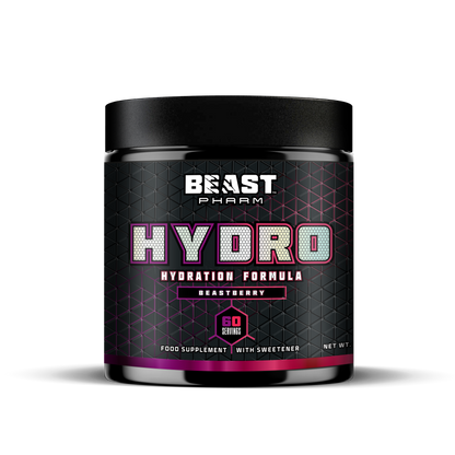 Beast Pharm Hydro hydration formula container on a white background