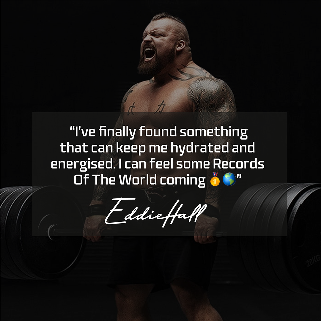 Muscular man lifting weights with a motivational quote on a black background