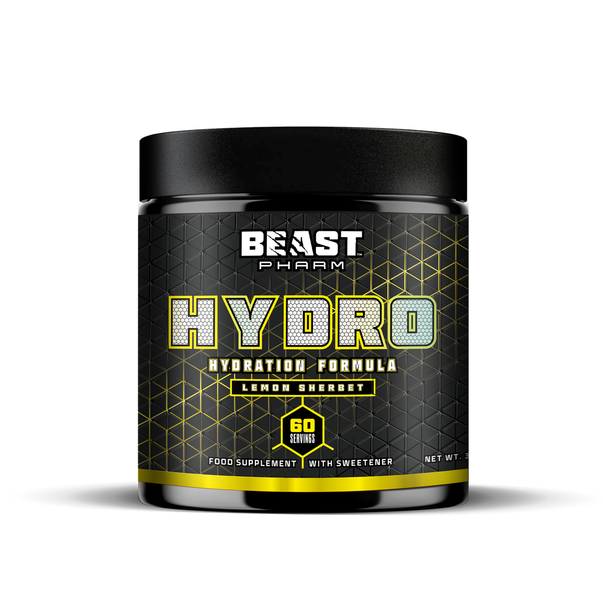 Beast Pharm Hydro hydration formula supplement container on a white background