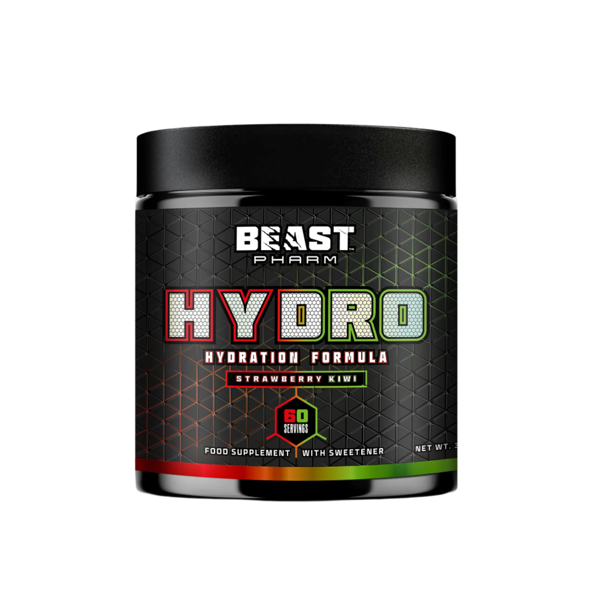 Beast Pharm Hydro hydration formula supplement container on a white background