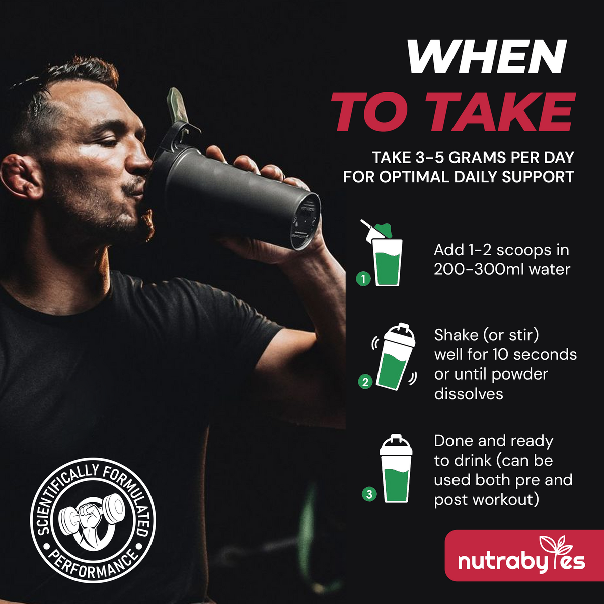 NUTRABYTES creatine powder mixing information