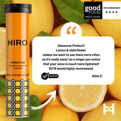 HIRO Hydration Lemon & Elderflower – Triple Pack – lemon flavour review graphic