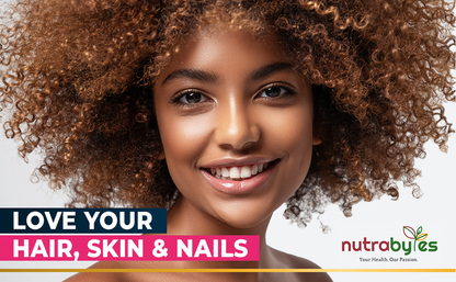 Biotin information graphic showing hair, skin and nail support