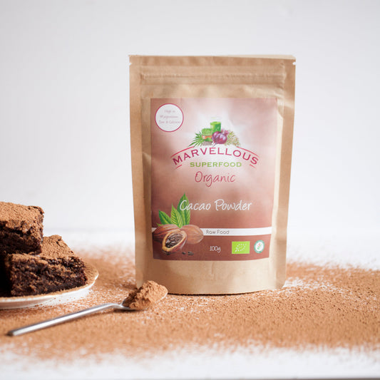 Marvellous Superfood Organic Cacao Powder – cacao pouch and powder
