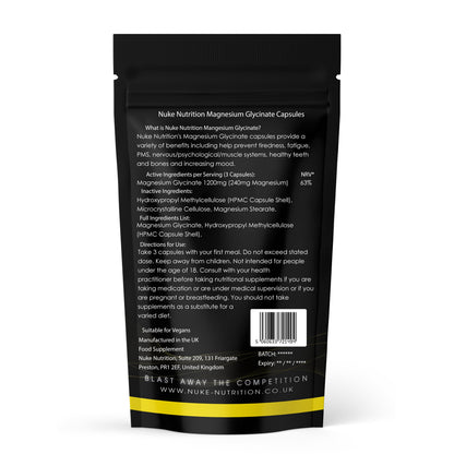 Nuke Nutrition Magnesium Glycinate Capsules – 240mg Magnesium per Serving – product image 2