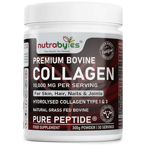 NUTRABYTES Bovine Collagen Powder 10,000mg unflavoured product tub