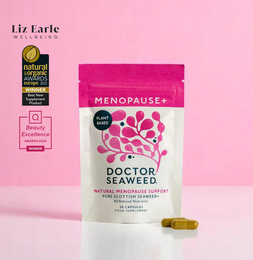Doctor Seaweed Menopause+ supplement, front of 30-capsule pouch