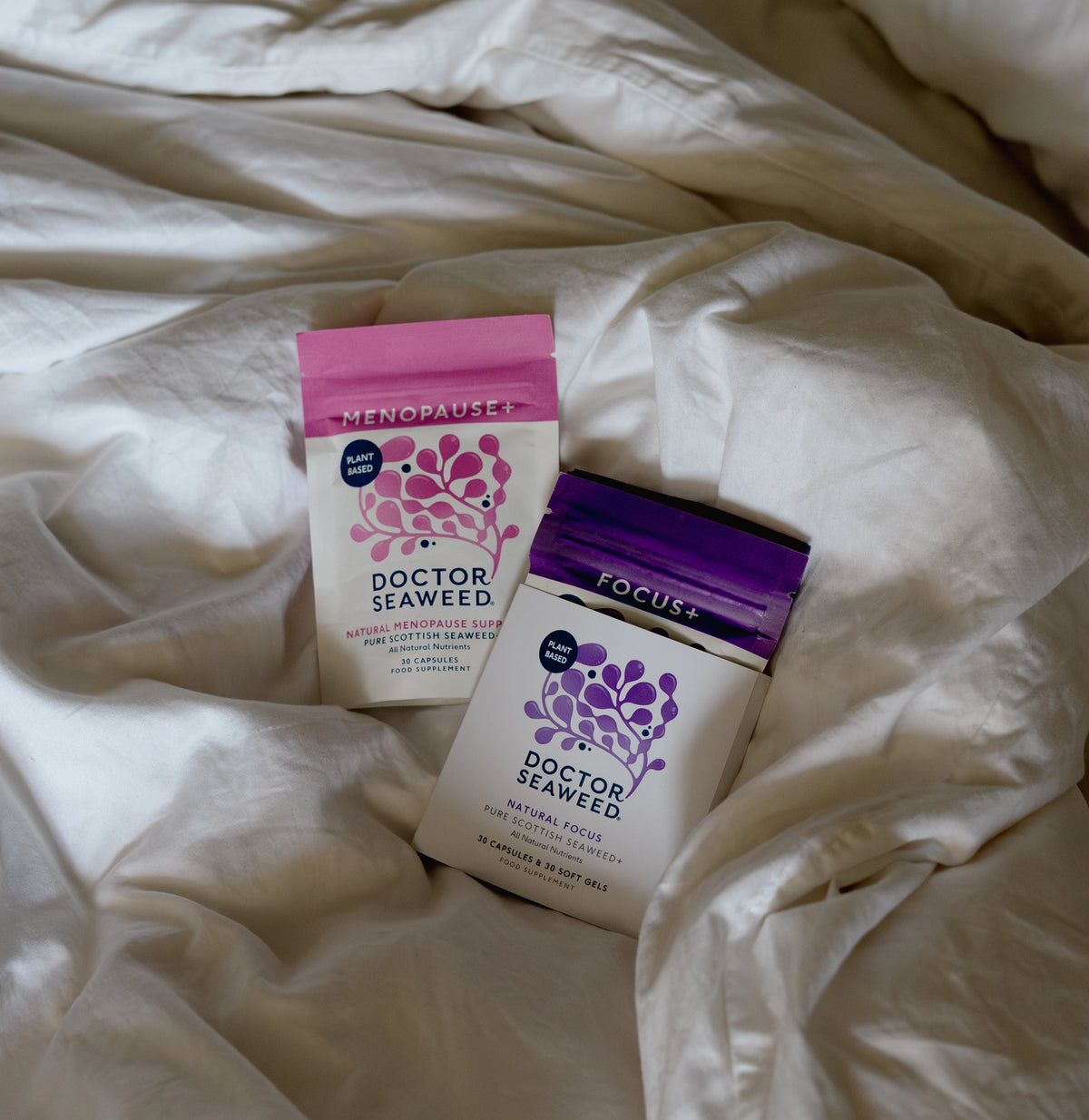 Doctor Seaweed Menopause Support Duo packs in a lifestyle setting