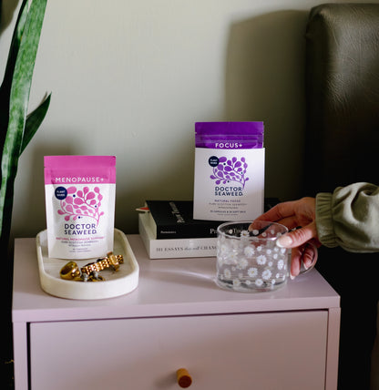 Doctor Seaweed Menopause Support Duo lifestyle photograph showing the supplement in an everyday wellness setting