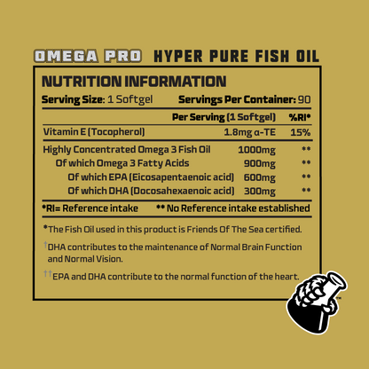 Beast Pharm Omega 3 Pro nutrition panel with EPA and DHA amounts