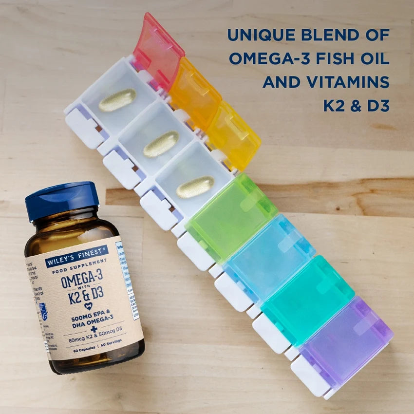 Wiley’s Finest Omega-3 + K2 & D3 – 60 Capsules – Omega 3K2 D34copy product graphic