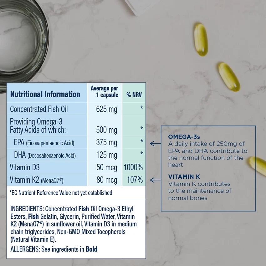 Wiley’s Finest Omega-3 + K2 & D3 – 60 Capsules – Omega 3K2 D36copy product graphic