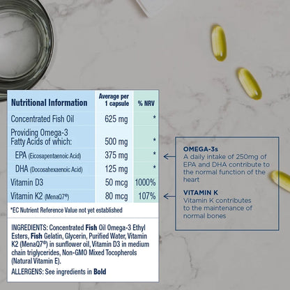 Wiley’s Finest Omega-3 + K2 & D3 – 60 Capsules – Omega 3K2 D36copy product graphic