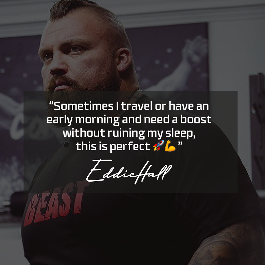 Person wearing a shirt with 'BEAST' printed on it, featuring a quote by Eddie Hall.