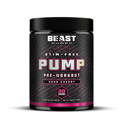 Beast Pharm Stim-Free Pump pre-workout supplement container on a white background