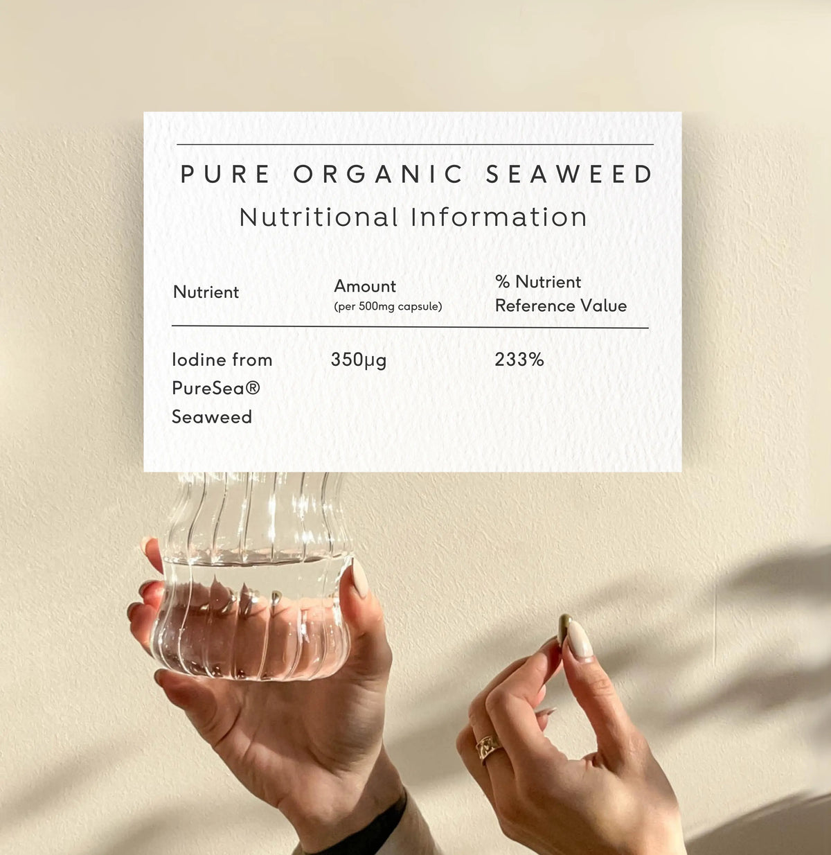 Doctor Seaweed Pure Organic Seaweed nutrition table and serving information
