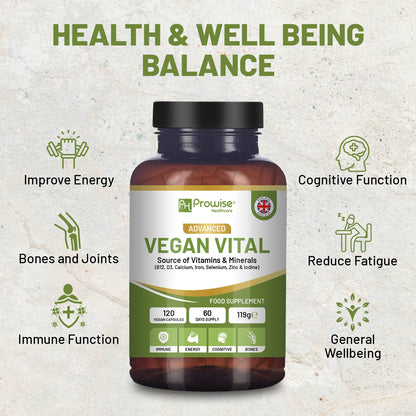 Prowise Healthcare Vegan Vital Multivitamins & Minerals – 120 Capsules – product packaging