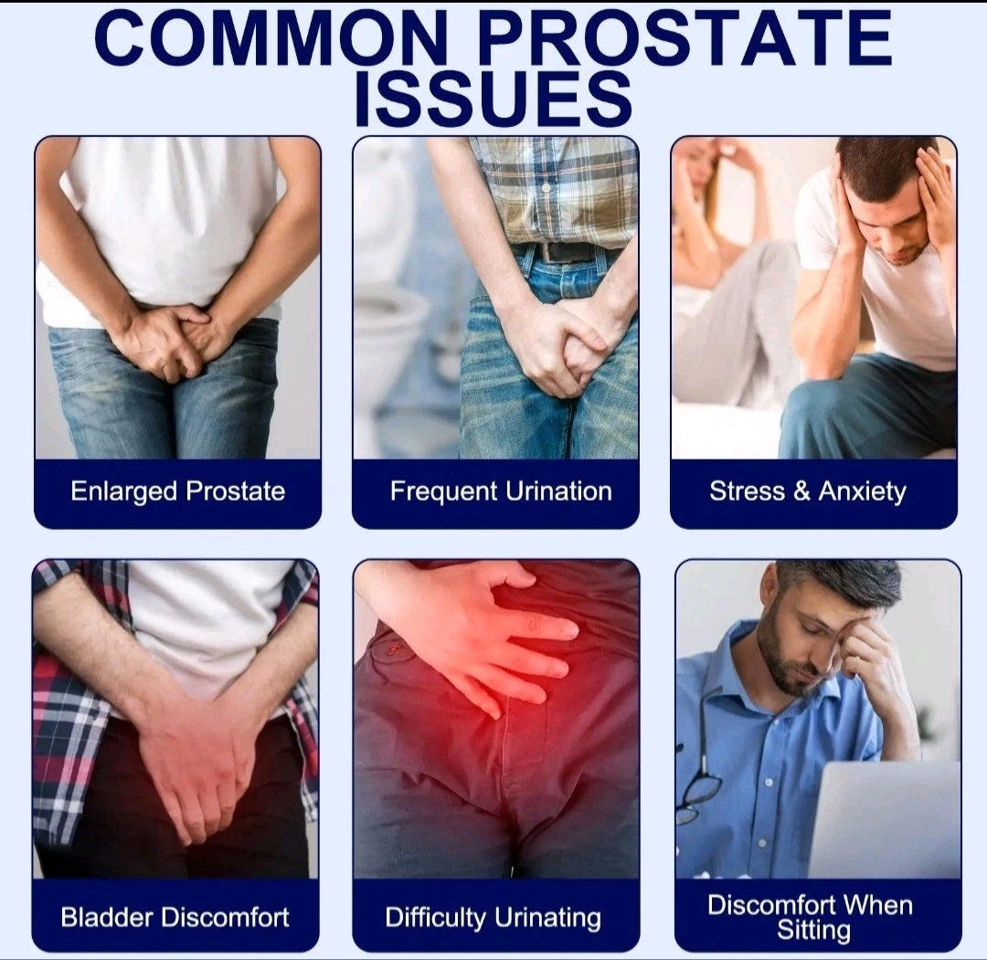 Infographic on common prostate issues with visual icons and text.
