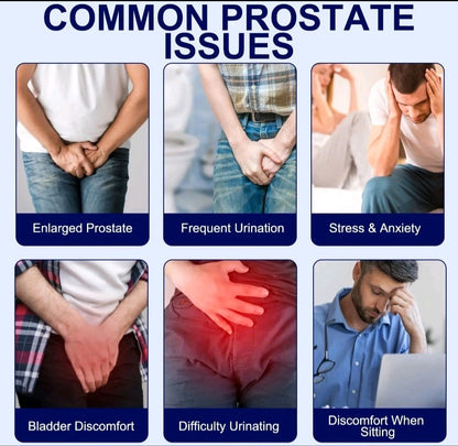 Infographic on common prostate issues with visual icons and text.