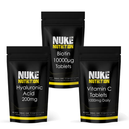 Nuke Nutrition Hair & Skin Care Bundle – 180 Tablets – product packaging