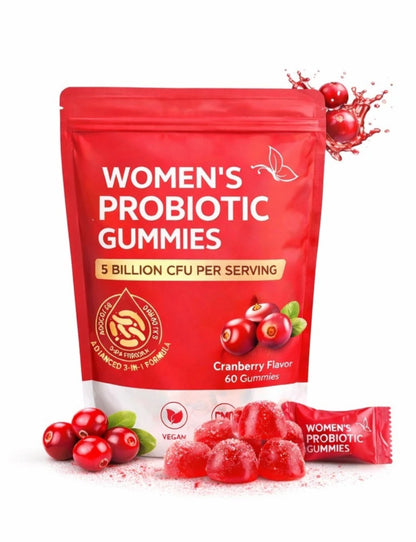 Women's probiotic gummies with 5 billion CFU for digestive health and feminine wellness support