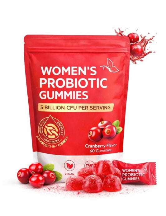 Women's probiotic gummies with 5 billion CFU for digestive health and feminine wellness support