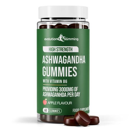 Evolution Slimming Ashwagandha Gummies 3000mg with vitamin B6, apple flavour, 60 gummies