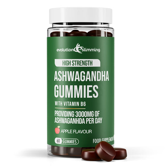 Evolution Slimming Ashwagandha Gummies 3000mg with vitamin B6, apple flavour, 60 gummies