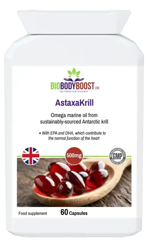 BioBodyBoost AstaxaKrill Antarctic Krill Oil – 60 Capsules – product packaging, view 1