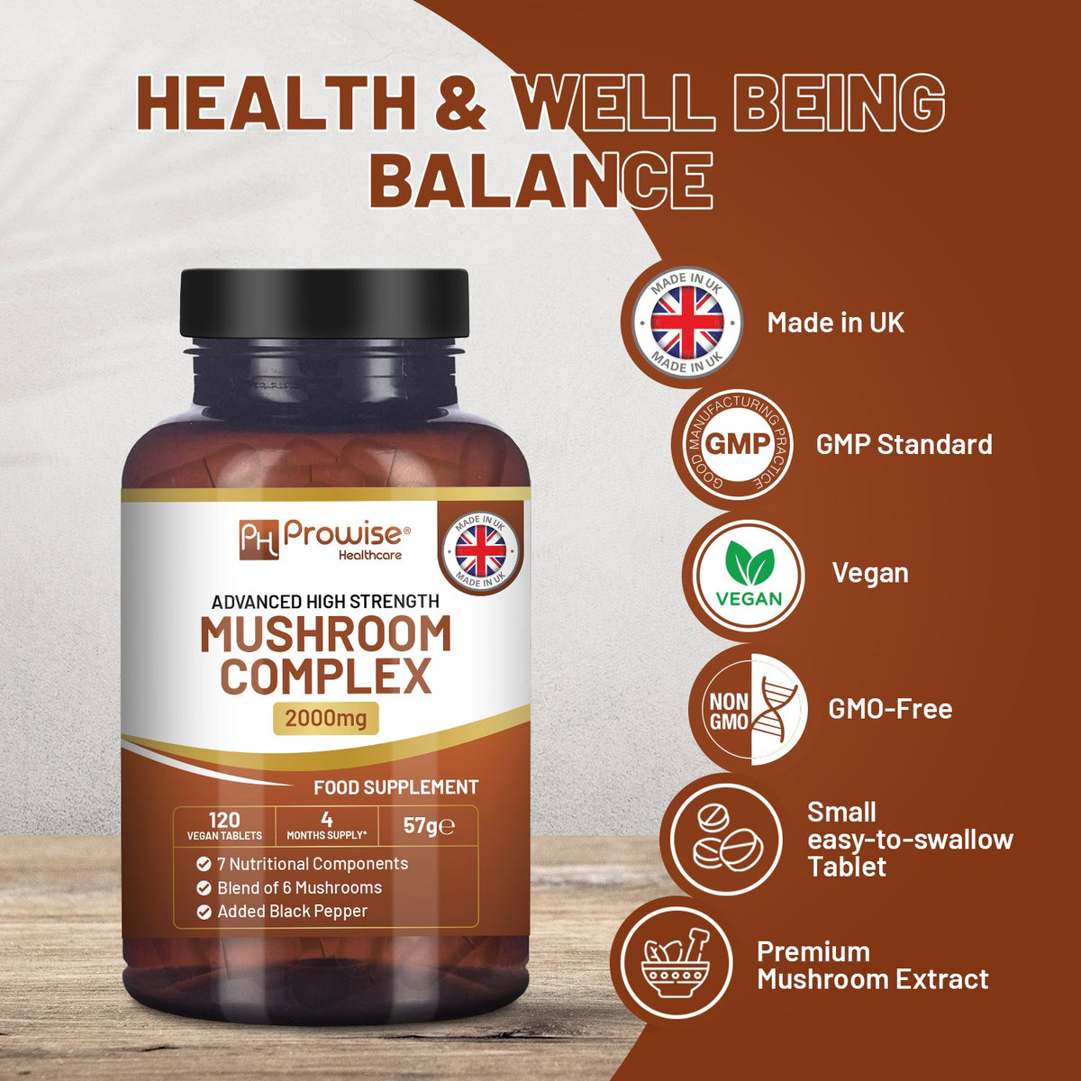 Prowise Advanced Mushroom Complex – 120 Tablets – product and formula overview