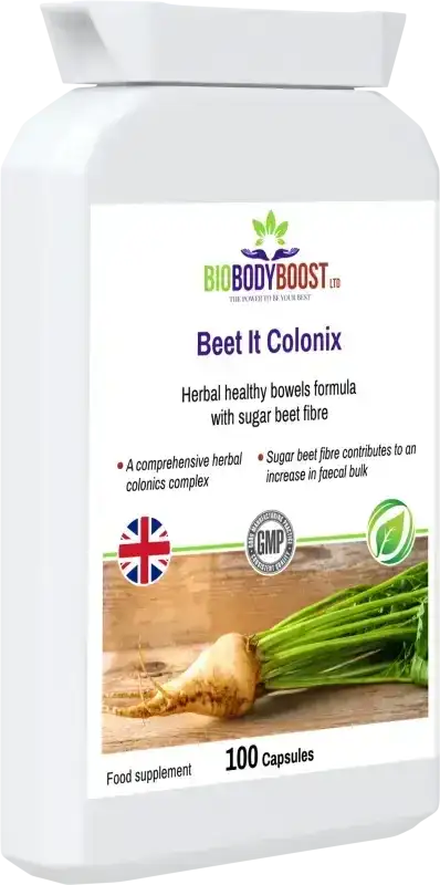 BioBodyBoost Beet It Colonix Botanical & Fibre Blend – 100 Capsules – product packaging, view 4