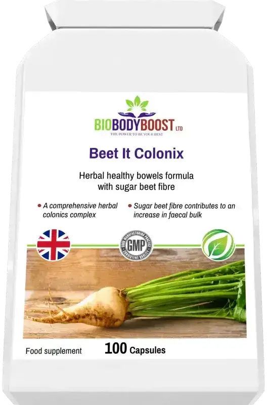 BioBodyBoost Beet It Colonix Botanical & Fibre Blend – 100 Capsules – product packaging, view 6