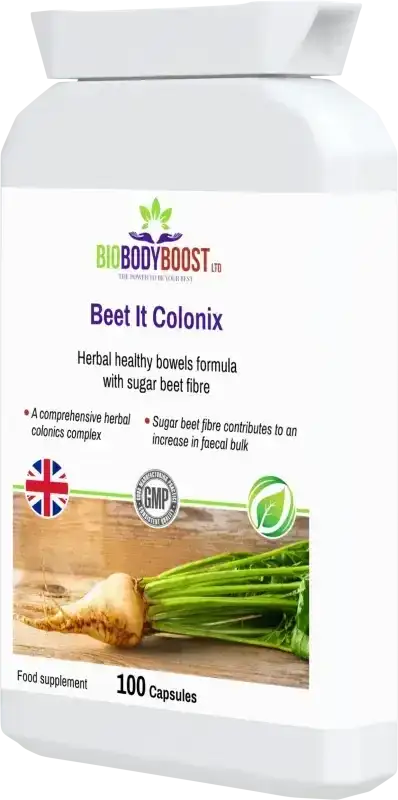 BioBodyBoost Beet It Colonix Botanical & Fibre Blend – 100 Capsules – product packaging, view 3