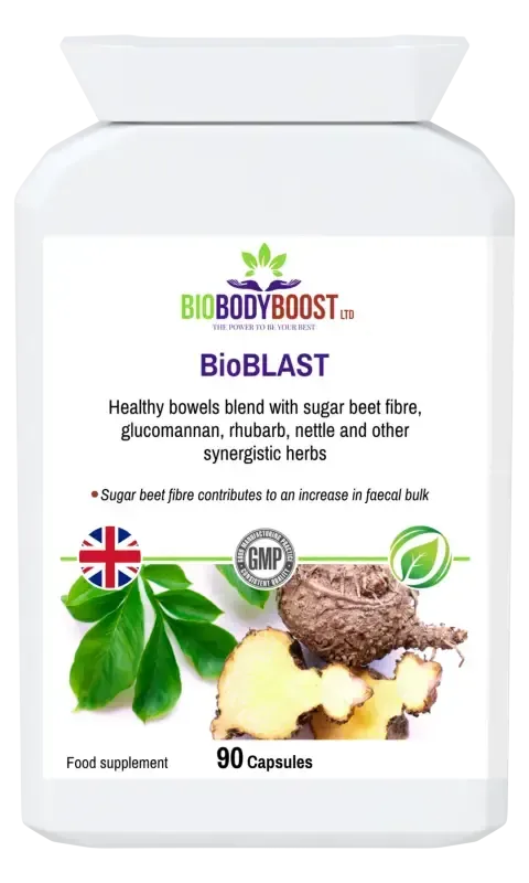 BioBodyBoost BioBLAST Botanical & Fibre Blend – 90 Capsules – product packaging, view 1