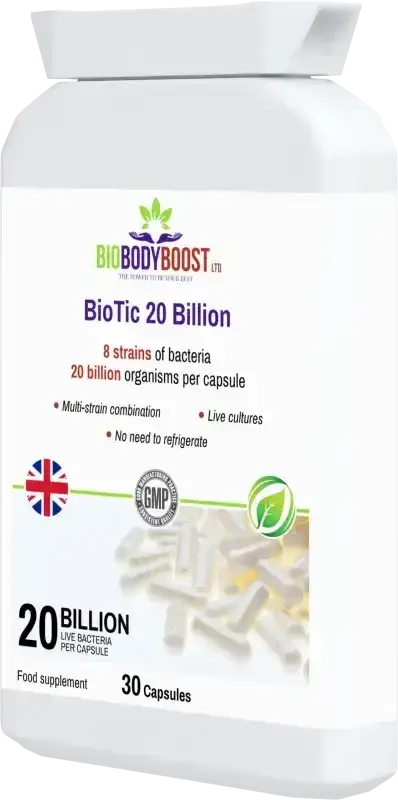 BioBodyBoost BioTic 20 Billion Live Cultures – 30 Capsules – product packaging, view 3