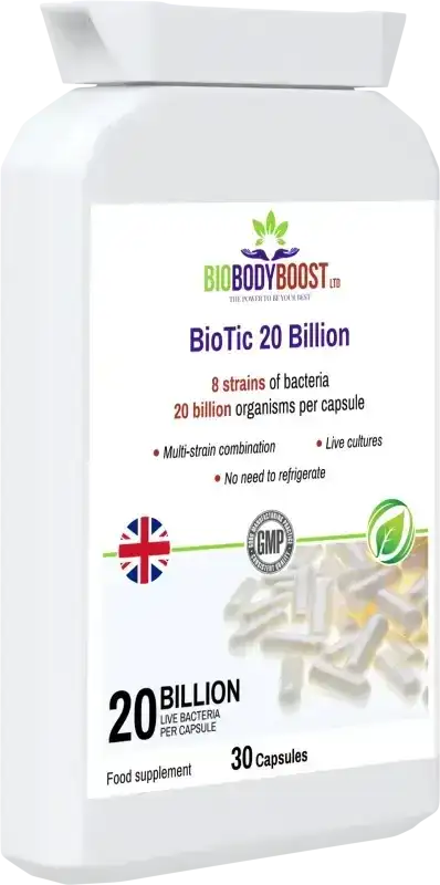 BioBodyBoost BioTic 20 Billion Live Cultures – 30 Capsules – product packaging, view 4