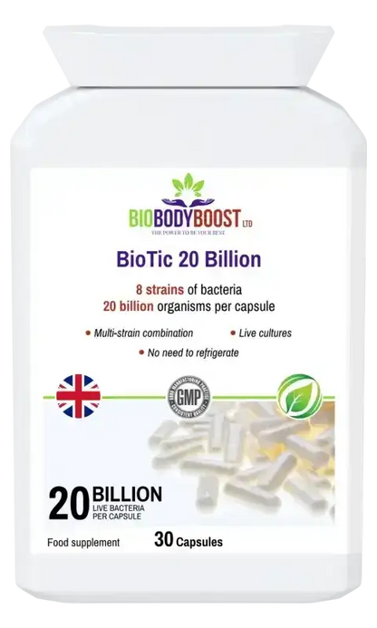 BioBodyBoost BioTic 20 Billion Live Cultures – 30 Capsules – product packaging, view 1