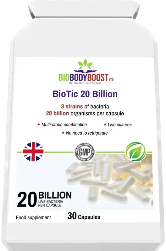 BioBodyBoost BioTic 20 Billion Live Cultures – 30 Capsules – product packaging, view 6
