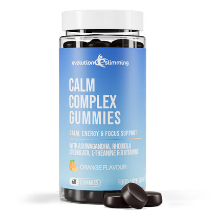 Evolution Slimming Calm Complex orange-flavoured gummies bottle with 60 gummies