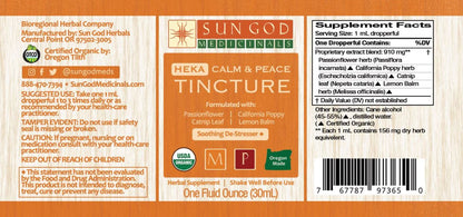 Sun God Medicinals Heka Calm & Peace Organic Herbal Tincture – 30ml