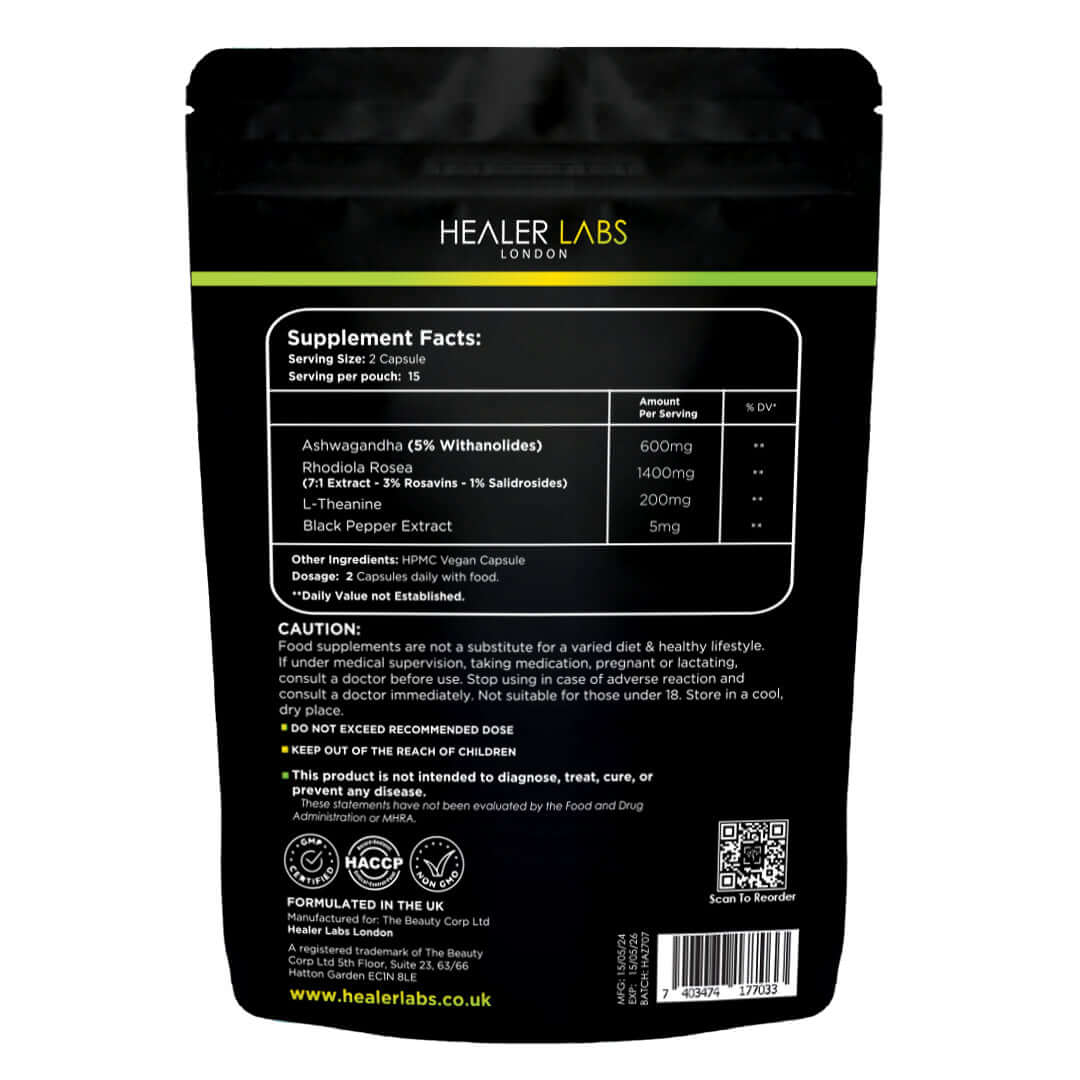 Healer Labs London Ashwagandha + Rhodiola Rosea + L-Theanine – product image 3