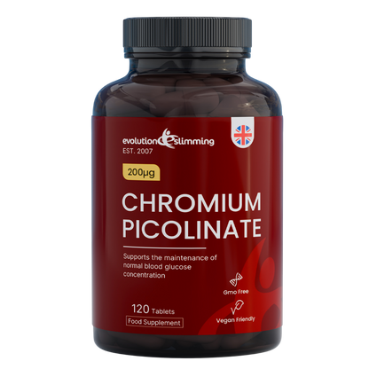 Evolution Slimming Chromium Picolinate 200µg bottle with 120 vegan tablets